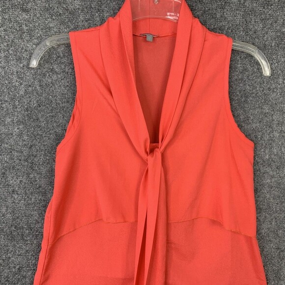 Charlotte Russe Sleeveless Blouse Women XS Button Front Tie Coral - Picture 2 of 7